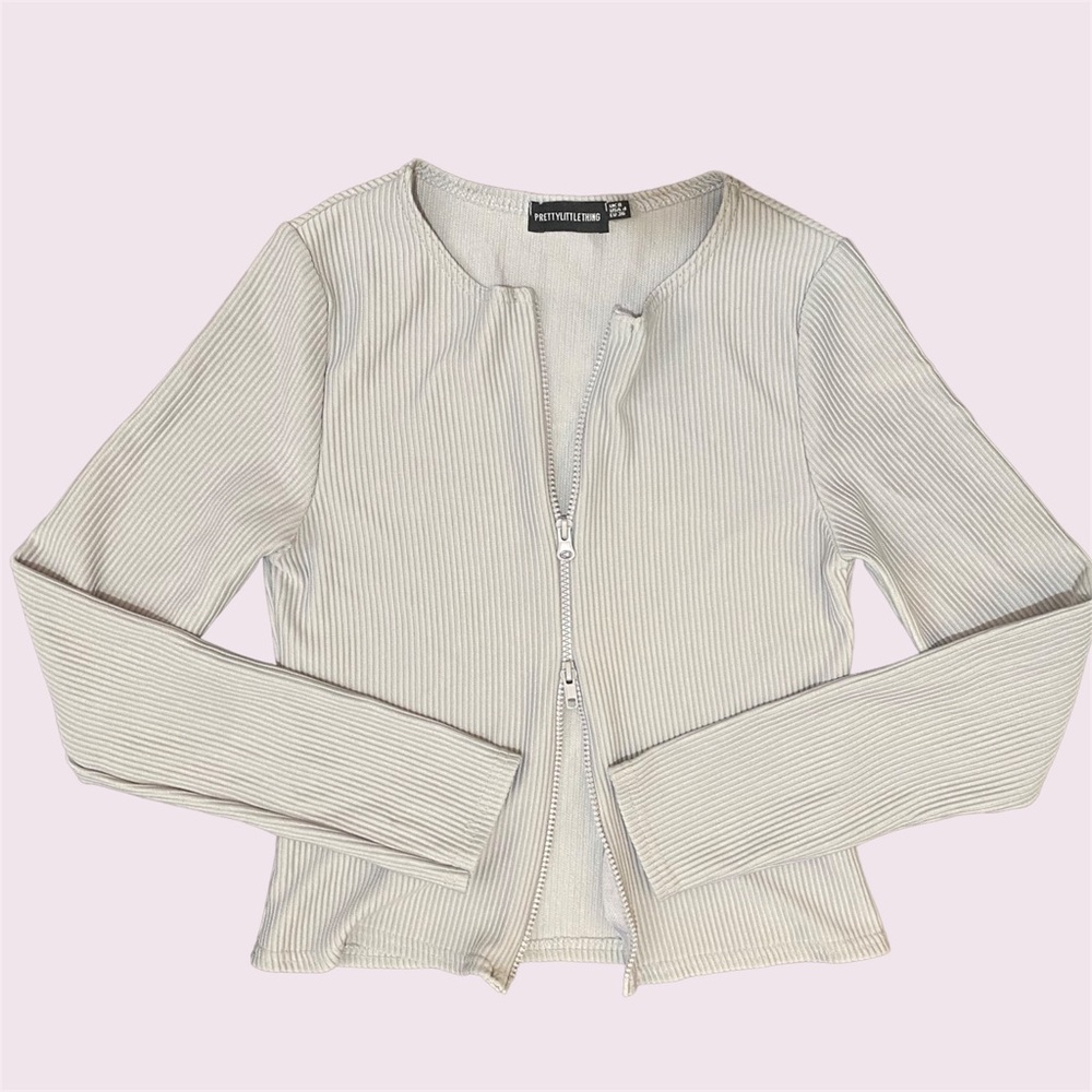 Ribbed Zip-Up Long Sleeve